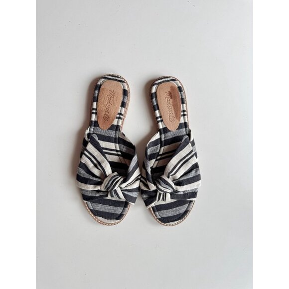 MADEWELL Naida Evelyn Stripe Half Bow Slide Sandals, Size 7 - Picture 2 of 11